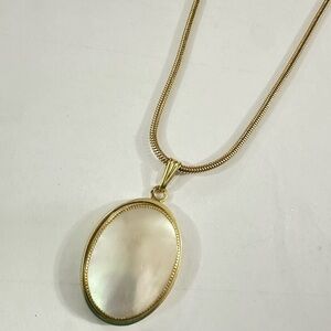 Whiting & Davis Gold and Mother of Pearl Necklace